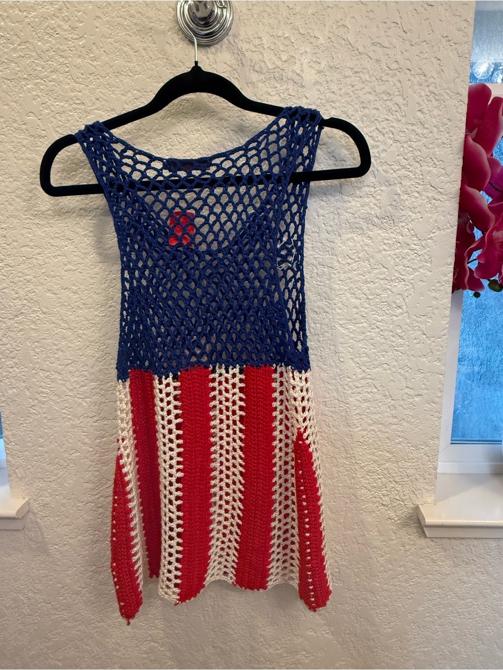 American Flag Handmade RedWhiteBlue Crochet Tank Top&Cover-Up  Small The Classic - Picture 11 of 16